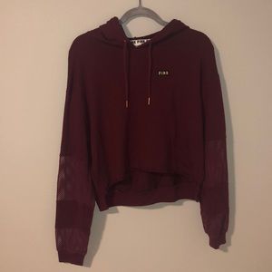 PINK mesh cropped hoodie